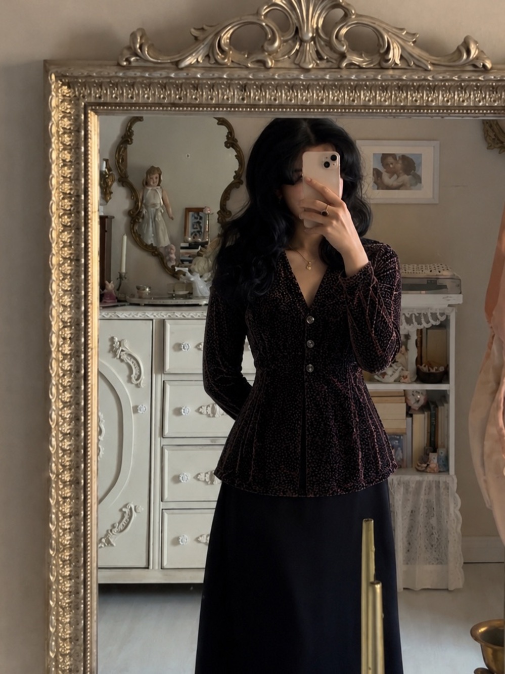 Chico's Textured Velvet Button Cardigan in Deep Wine